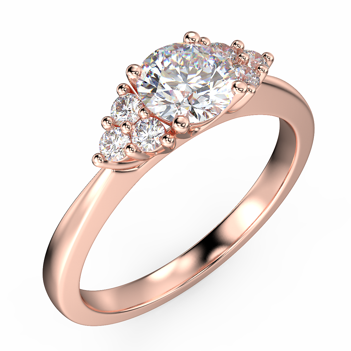 Pierścionek zaręczynowy Królowej Anny z różowego złota z diamentami o masie 0,62 ct - widok od góry pod kątem