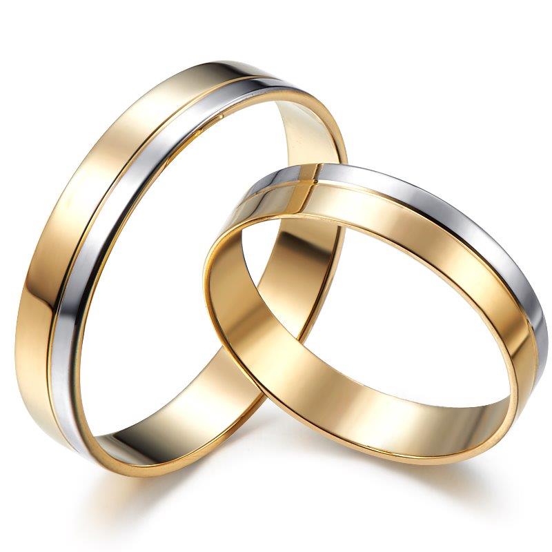 Slender gold wedding rings