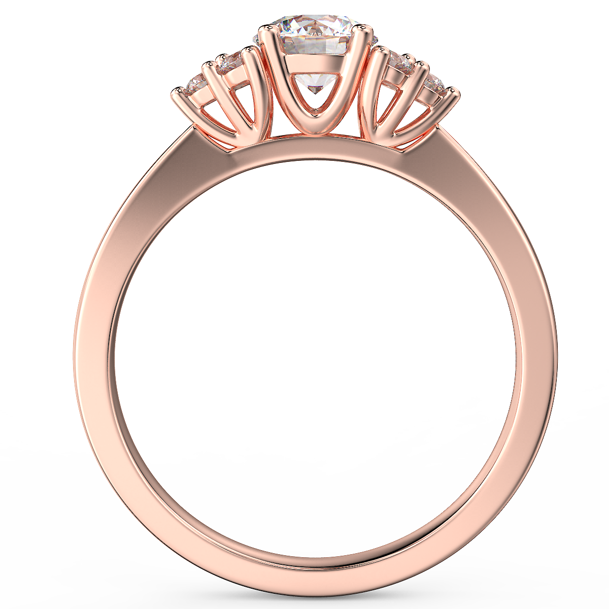 Pierścionek zaręczynowy Królowej Anny z różowego złota z diamentami o masie 0,62 ct - widok z boku