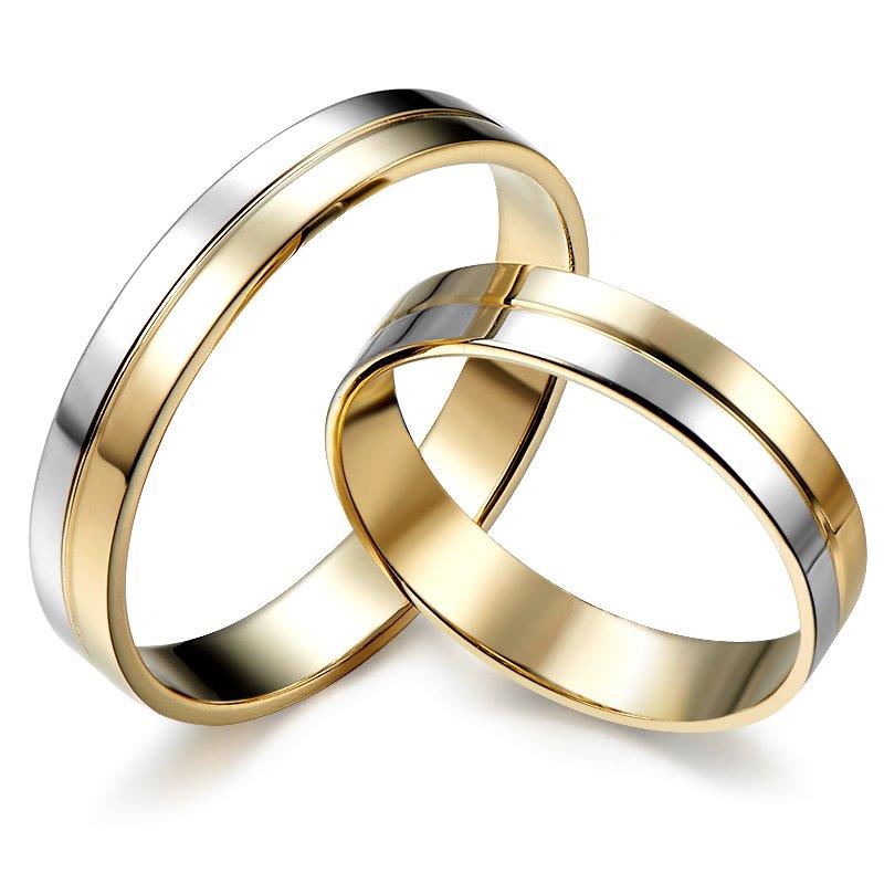 Beautiful wedding rings made of yellow and white gold