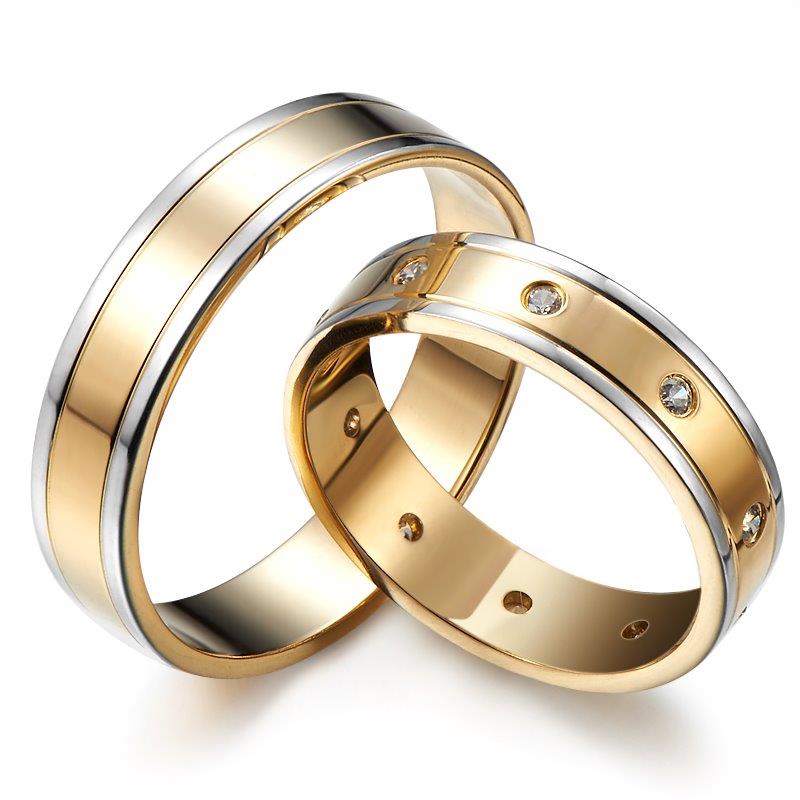 Wedding rings decorated with diamonds