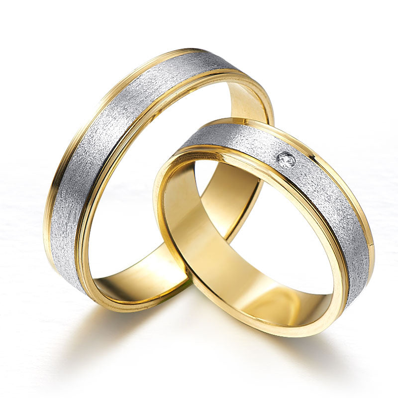 Charming two-tone gold wedding rings with diamonds
