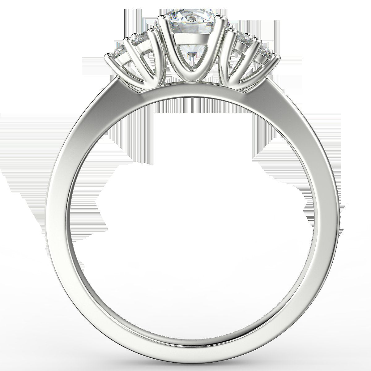 Pierścionek zaręczynowy Królowej Anny z białego złota z diamentami o masie 0,62 ct - widok z boku