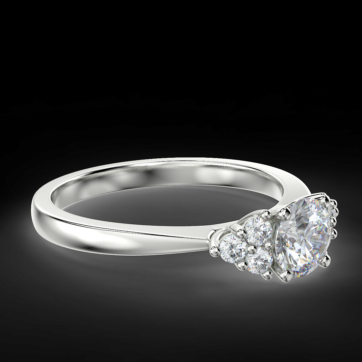 Pierścionek zaręczynowy Królowej Anny z białego złota z diamentami o masie 0,62 ct - widok ogólny