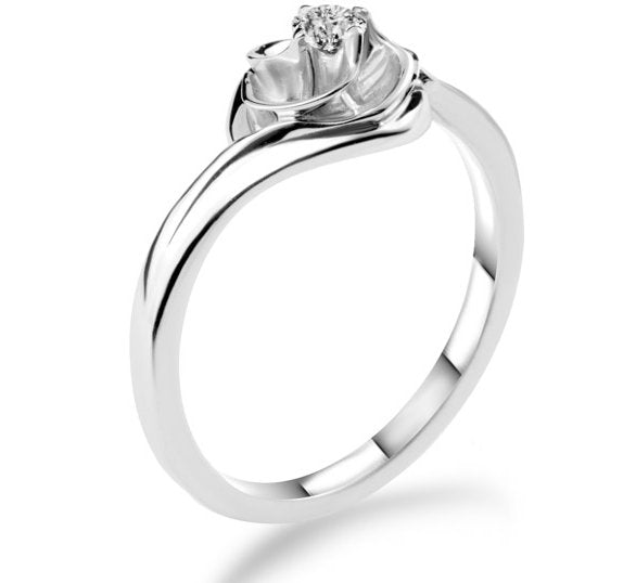 Pierścionek z brylantem - Diamentowa Róża - widok z góry