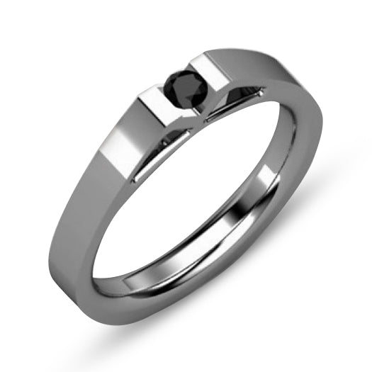 A stunning ring with a black diamond
