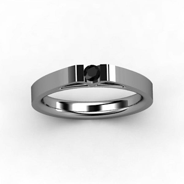 A stunning ring with a black diamond