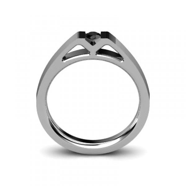 A stunning ring with a black diamond