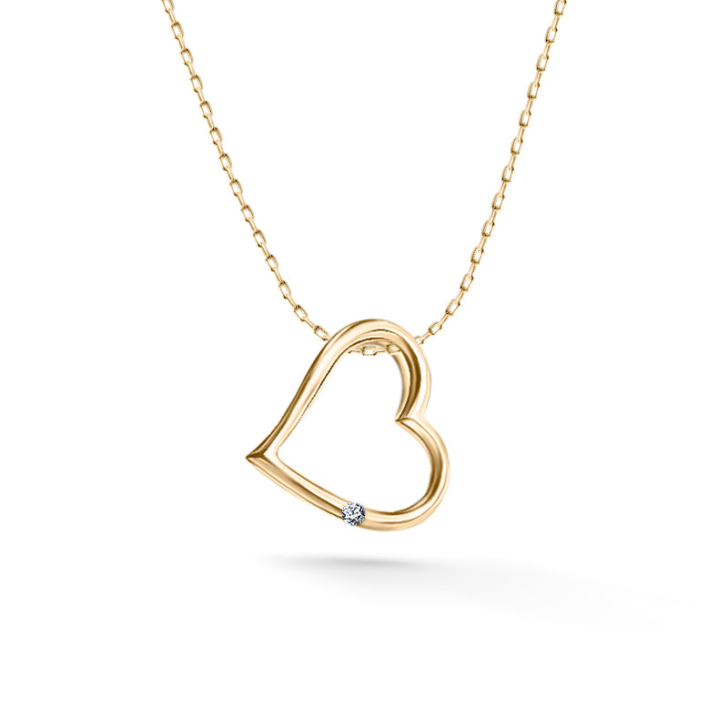 Gold heart pendant with diamond
