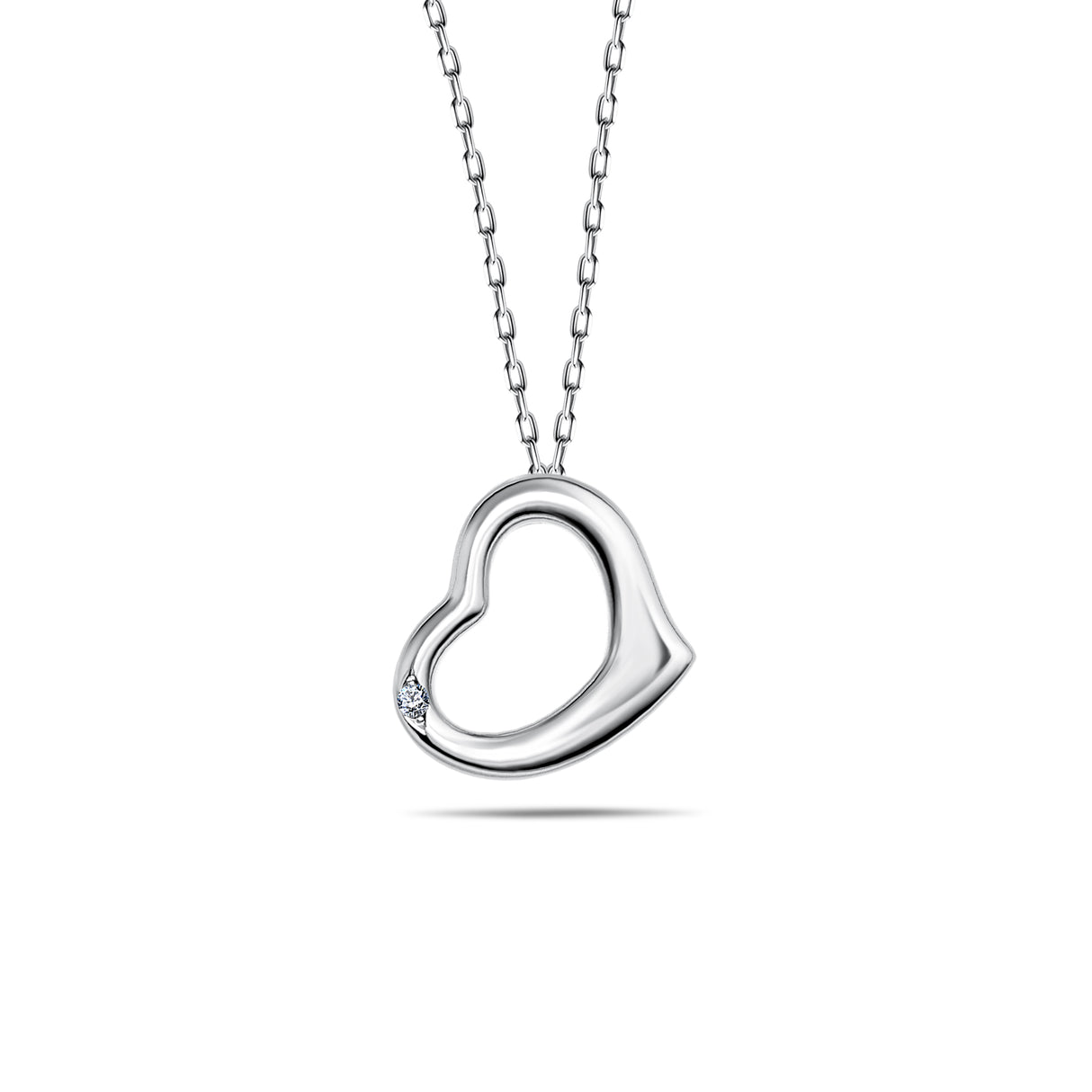 Timeless Love - Silver heart pendant with diamond