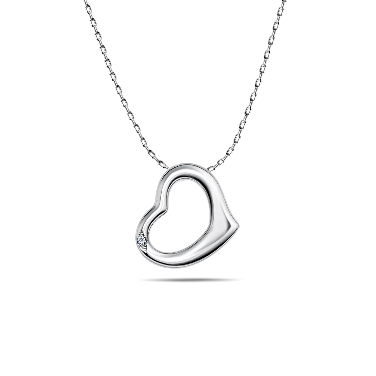 Timeless Love - Silver heart pendant with diamond