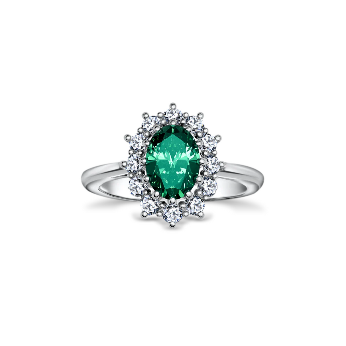 Crimson with 0.90ct emerald and diamonds