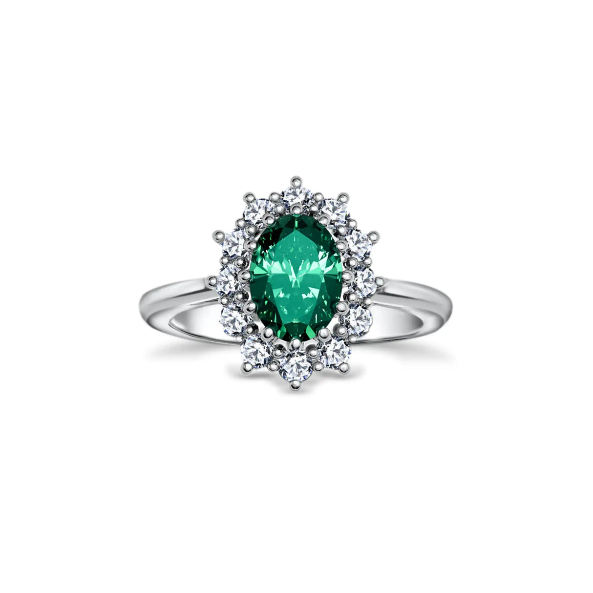 Crimson with 0.90ct emerald and diamonds