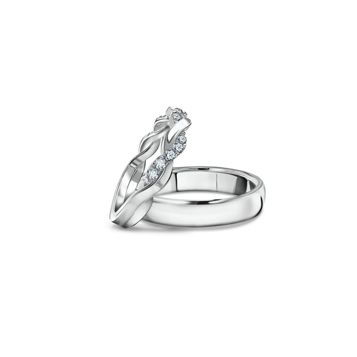 Timeless Harmony - White Gold Wedding Ring Set