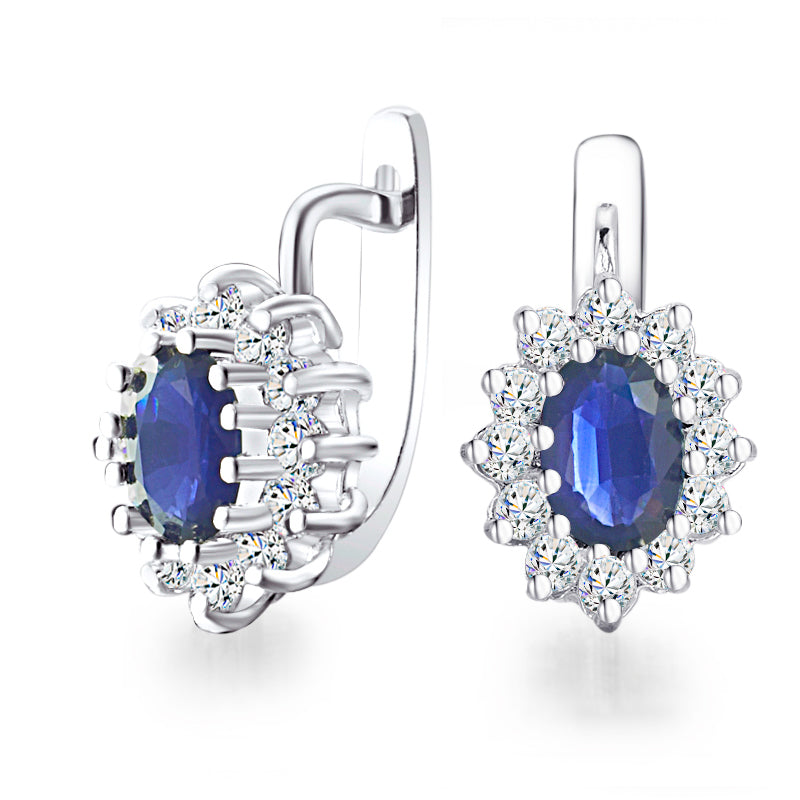 Złote kolczyki z szafirami i brylantami