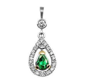 585 gold pendant with emerald and diamonds 1.5 ctw
