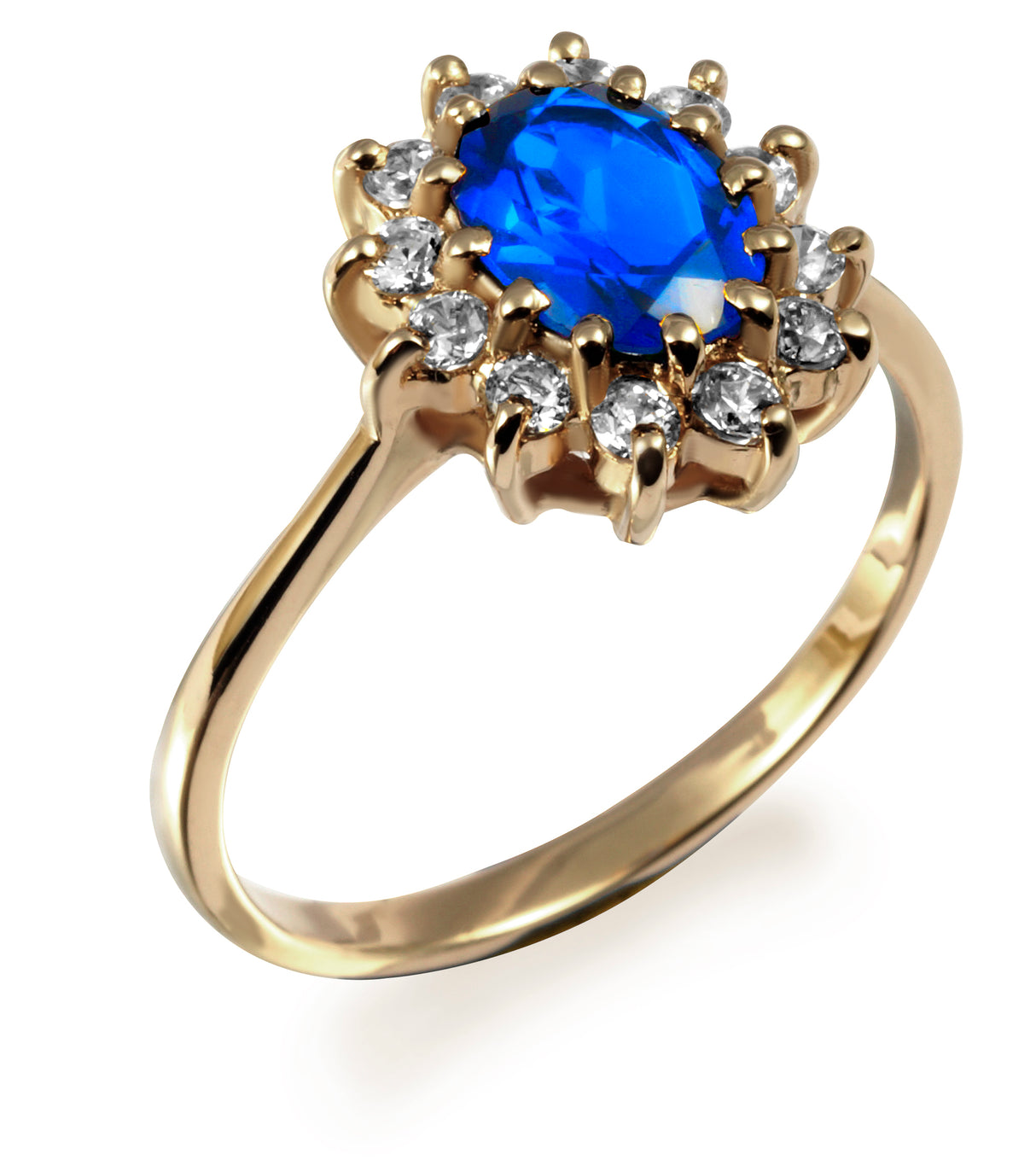 Pierścionek z szafirem i diamentami. Model pierścionka Księżnej Diany i Kate Middleton - widok z góry