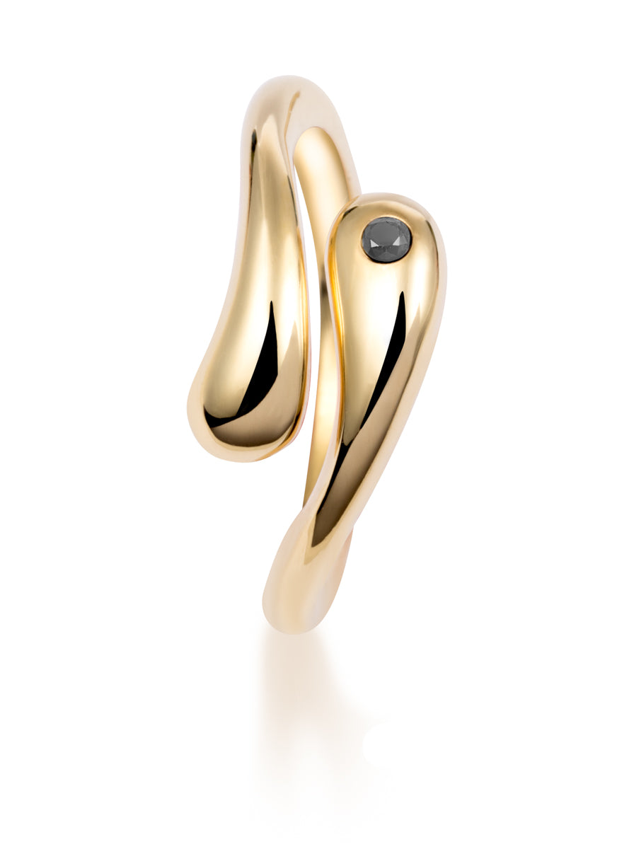 Diamond Avant-Garde - gold-plated ring with a black diamond