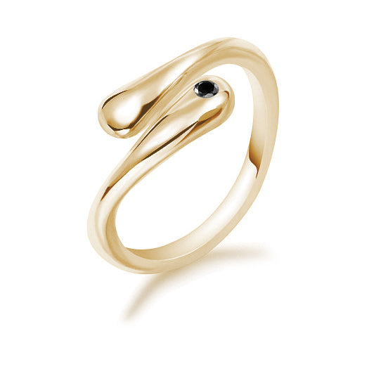 Diamond Avant-Garde - gold-plated ring with a black diamond