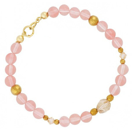 A subtle bracelet made of hematite, quartz and Swarovski crystals