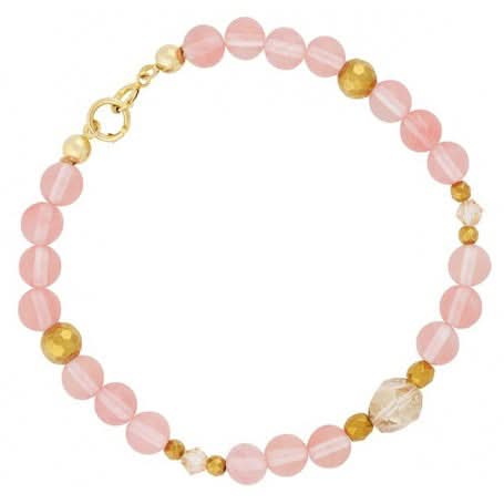 A subtle bracelet made of hematite, quartz and Swarovski crystals