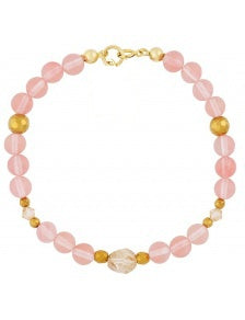 A subtle bracelet made of hematite, quartz and Swarovski crystals