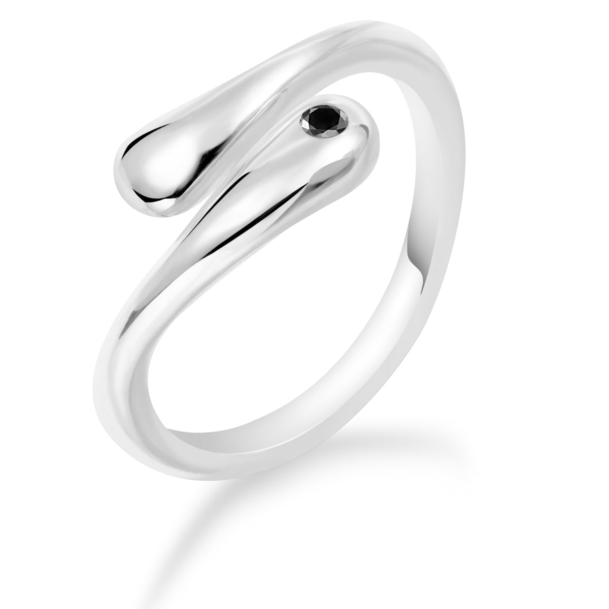 Diamond Avant-Garde - Silver Ring with Black Diamond