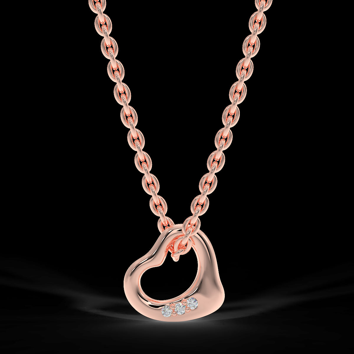 Rose gold heart pendant with diamonds
