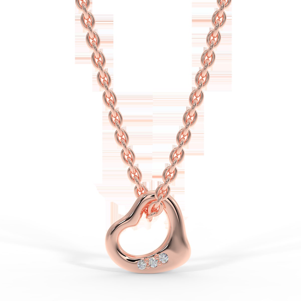 Rose gold heart pendant with diamonds