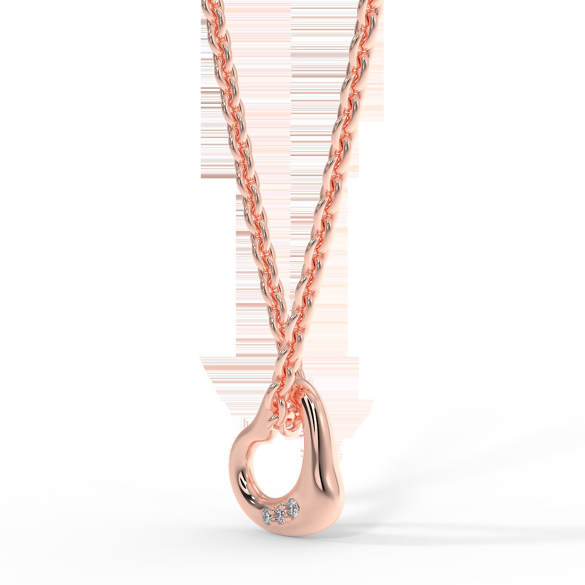 Rose gold heart pendant with diamonds