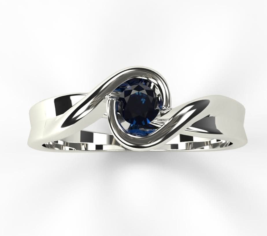 Silver ring with a natural sapphire 0.1 ct