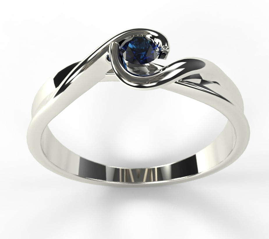 Silver ring with a natural sapphire 0.1 ct