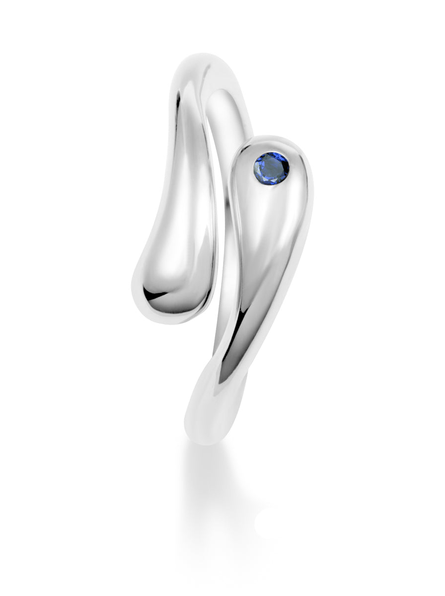 Diamond Avant-Garde - Silver Ring with Sapphire