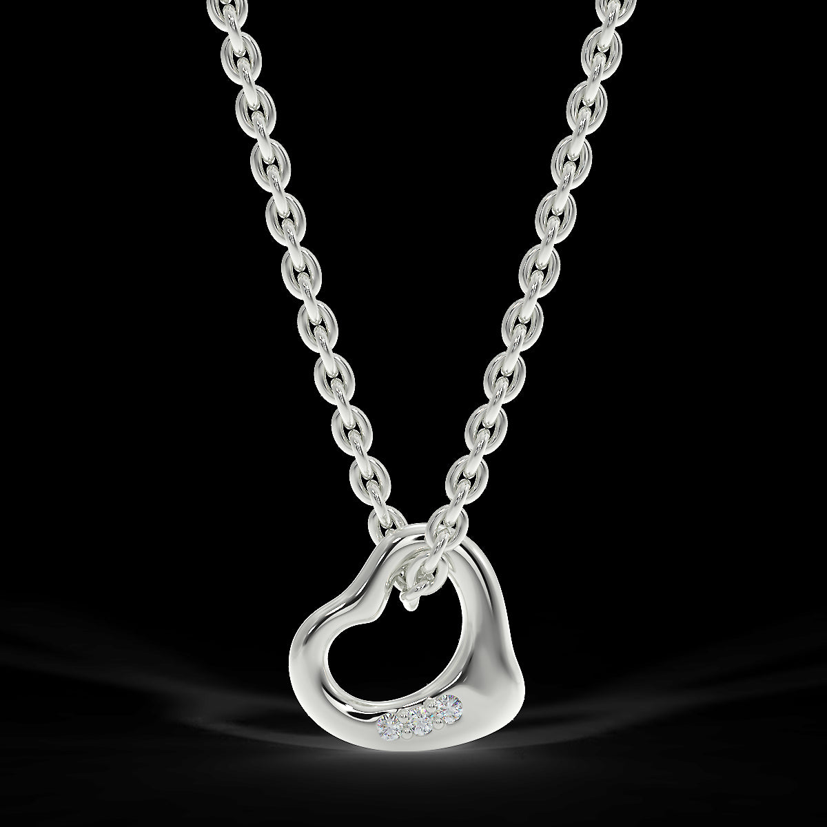 Heart pendant in white gold with diamonds