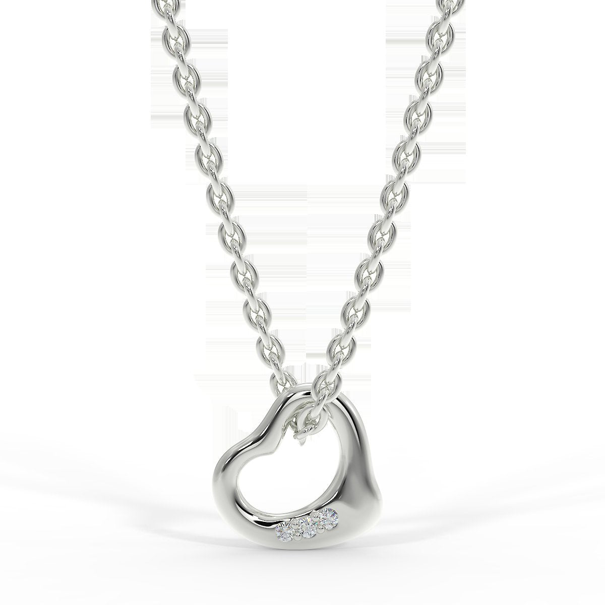 Heart pendant in white gold with diamonds
