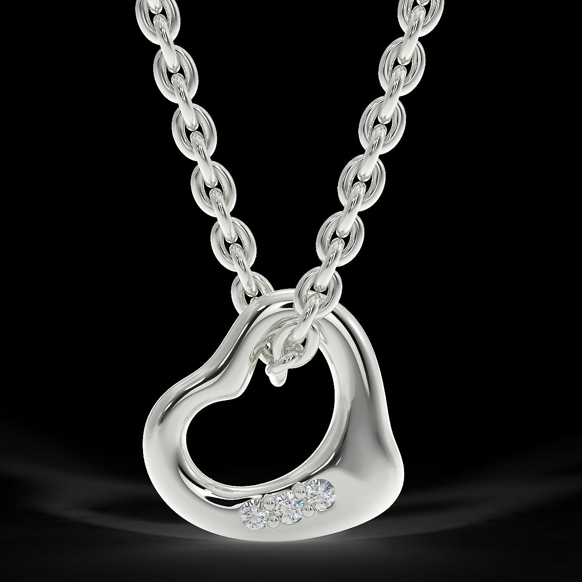 Heart pendant in white gold with diamonds