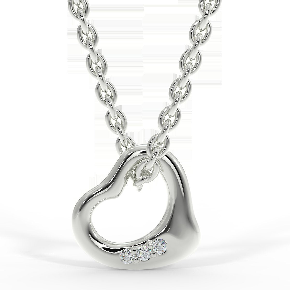 Heart pendant in white gold with diamonds