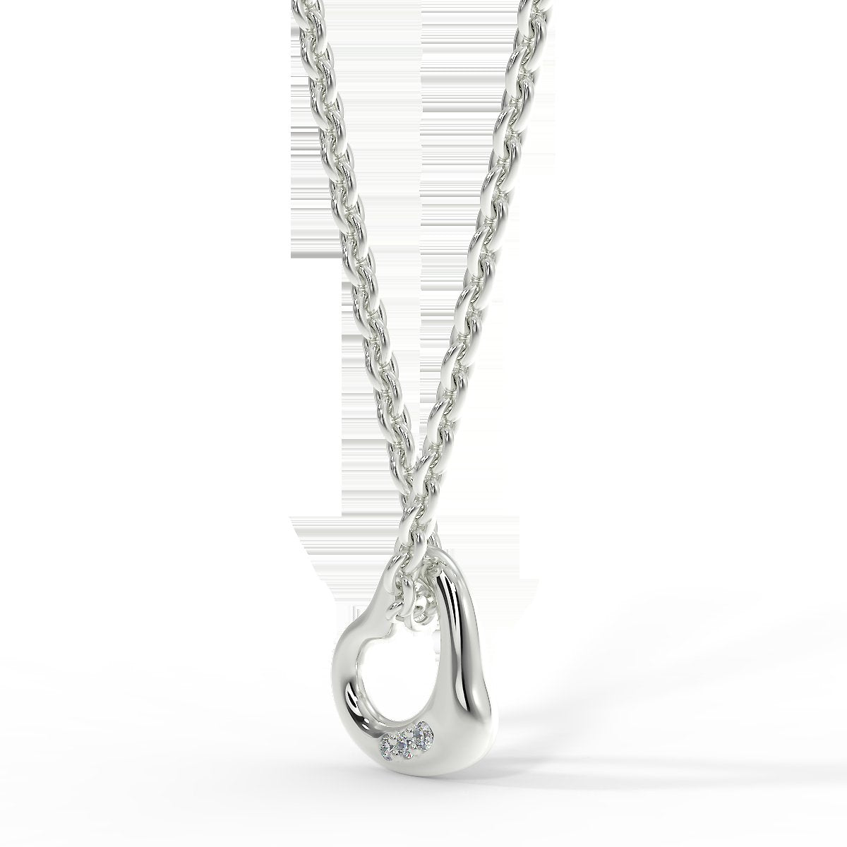 Heart pendant in white gold with diamonds