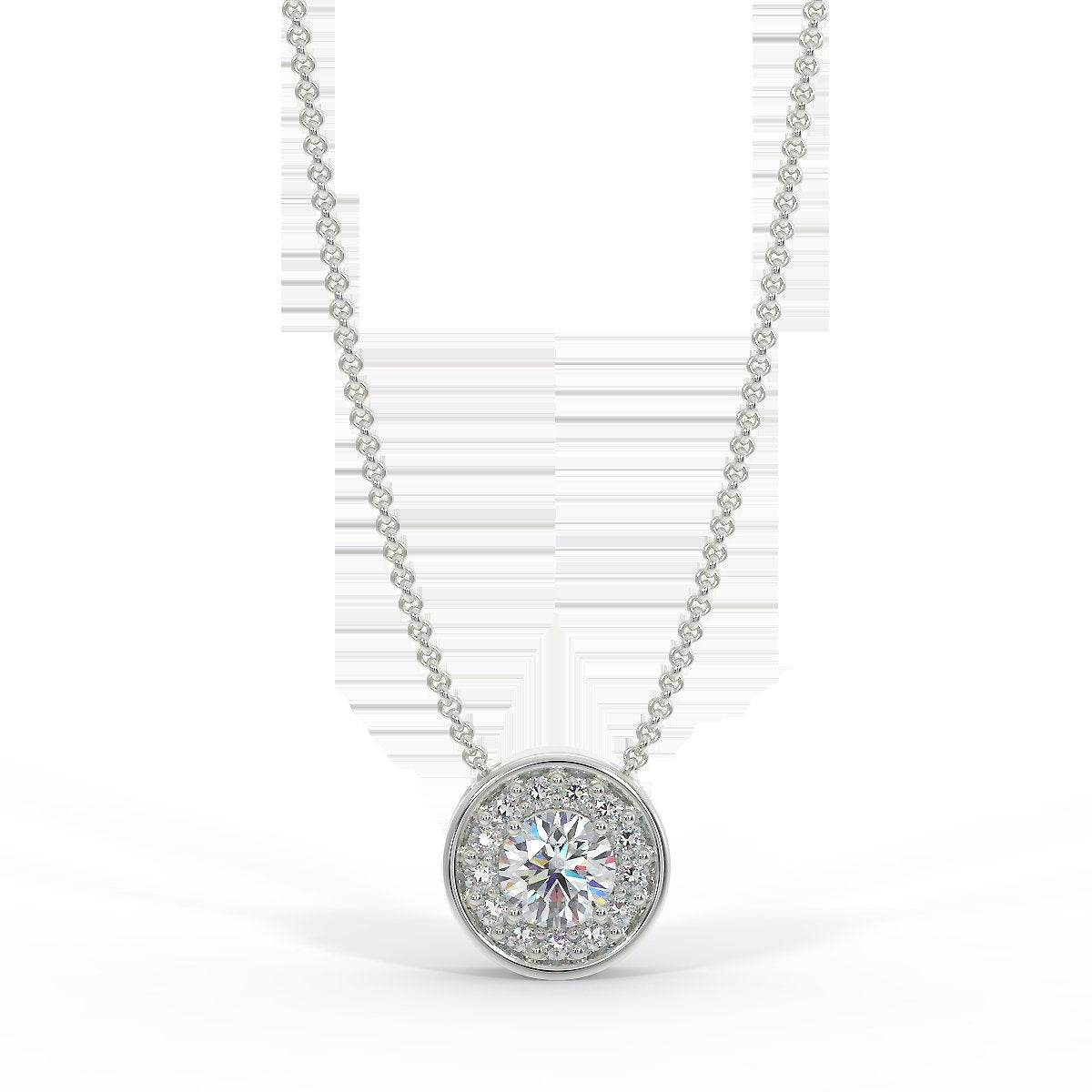 White gold halo pendant with 0.15 ct diamonds