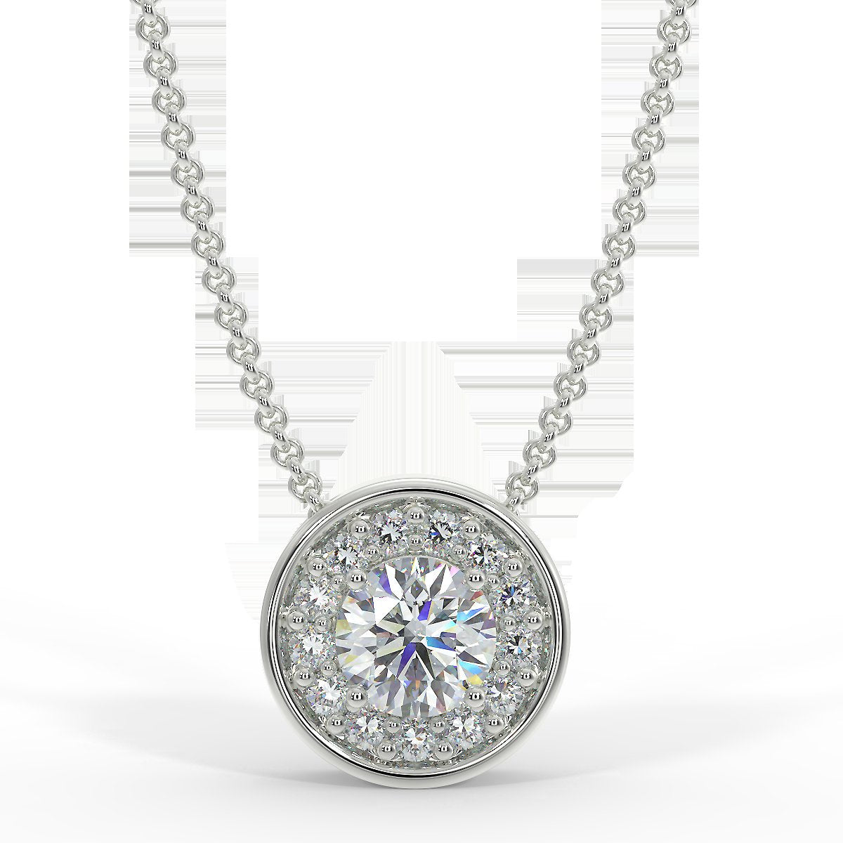 White gold halo pendant with 0.15 ct diamonds