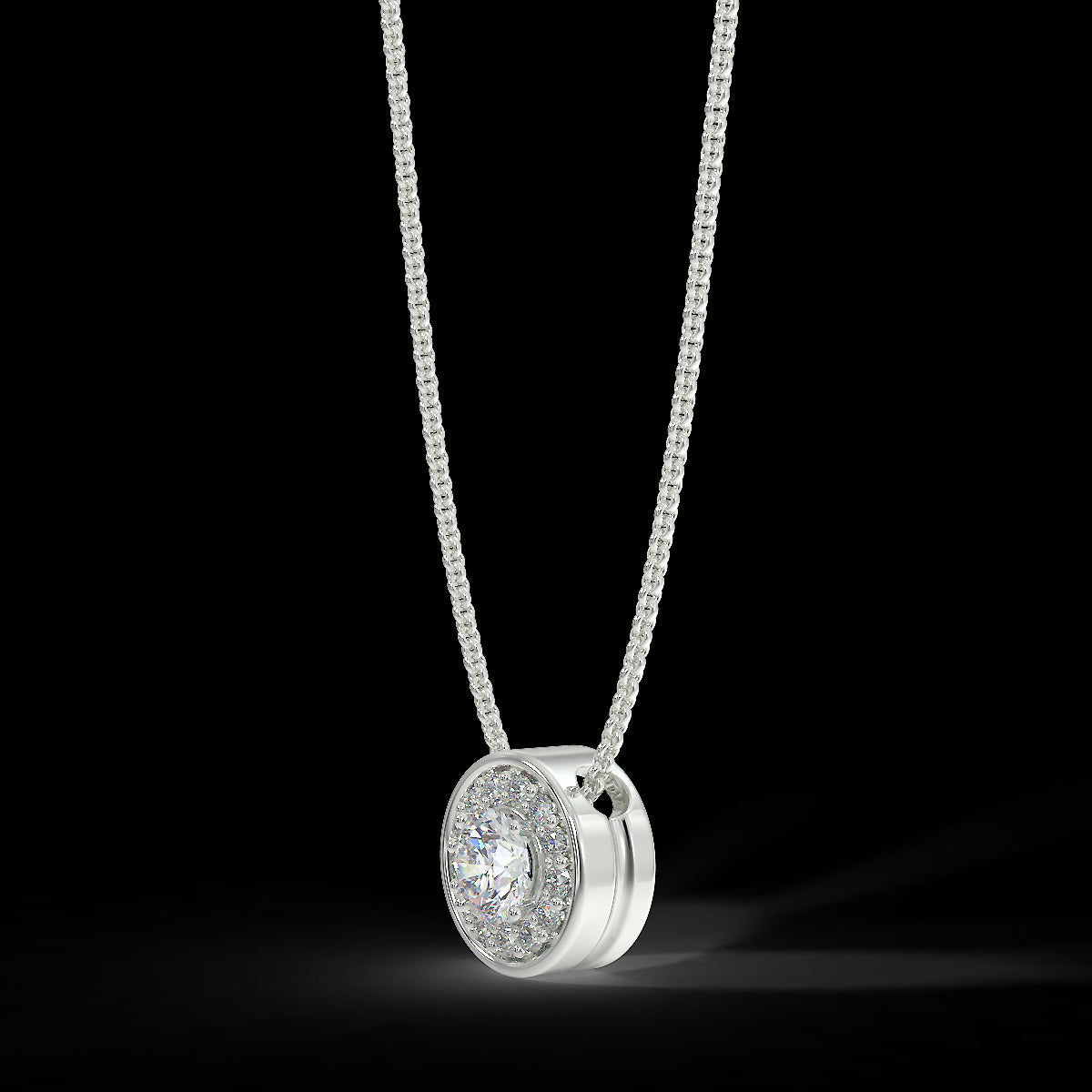 White gold halo pendant with 0.15 ct diamonds