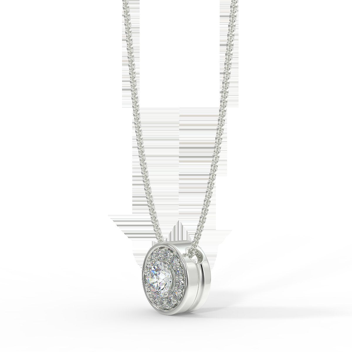 White gold halo pendant with 0.15 ct diamonds