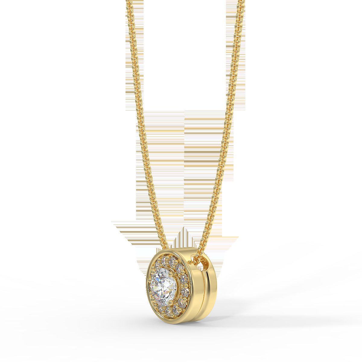Yellow gold halo pendant with 0.15 ctw diamonds