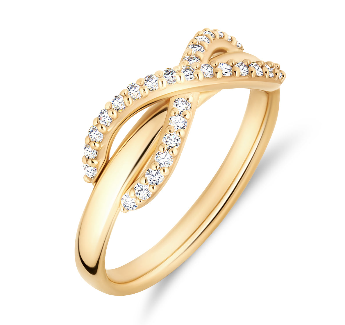 Pierścionek z diamentami Infinity - rzut z boku