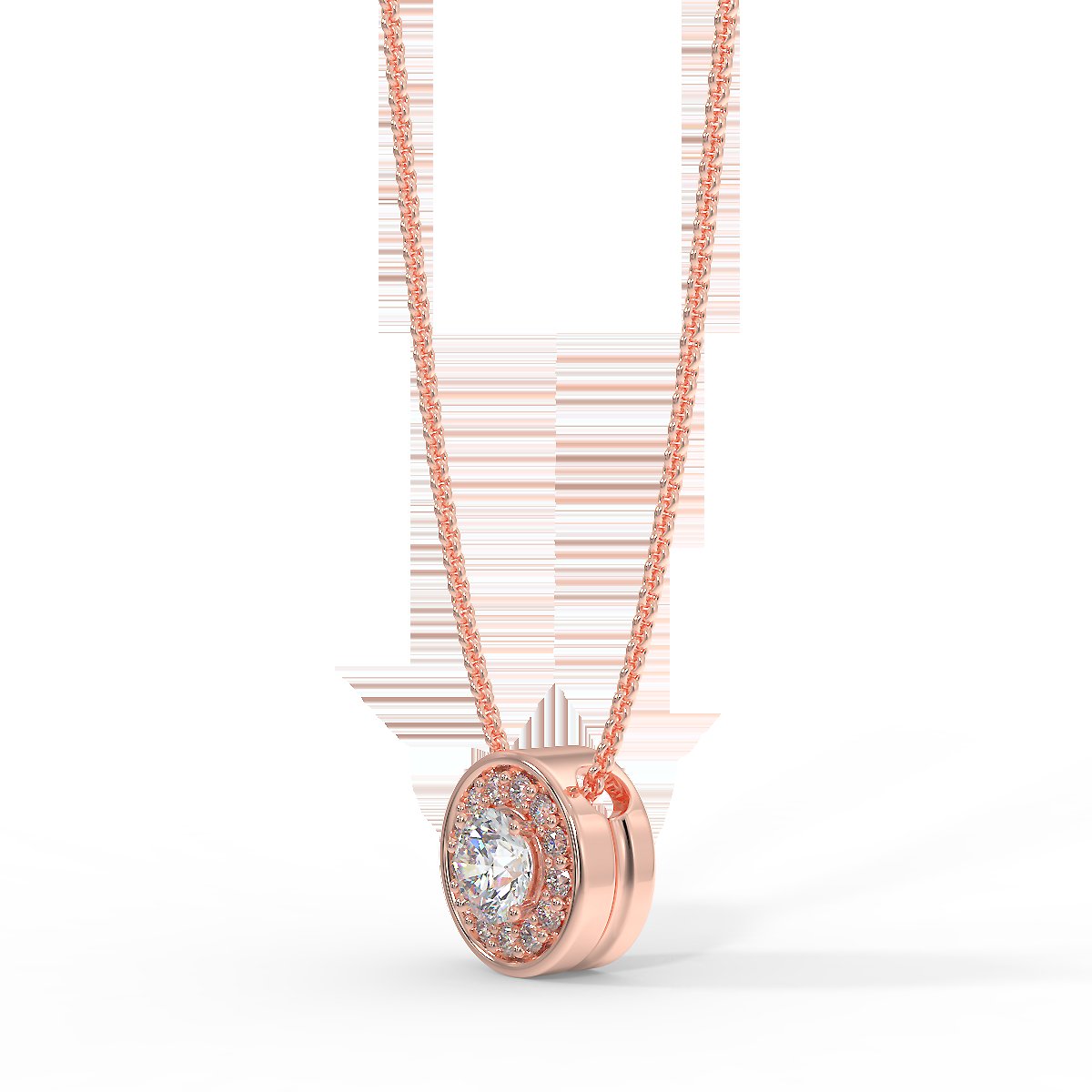 Rose gold halo pendant with 0.15 ct diamonds