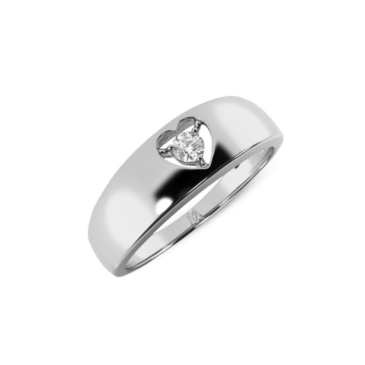 Ring with a heart and a 0.10 ct diamond
