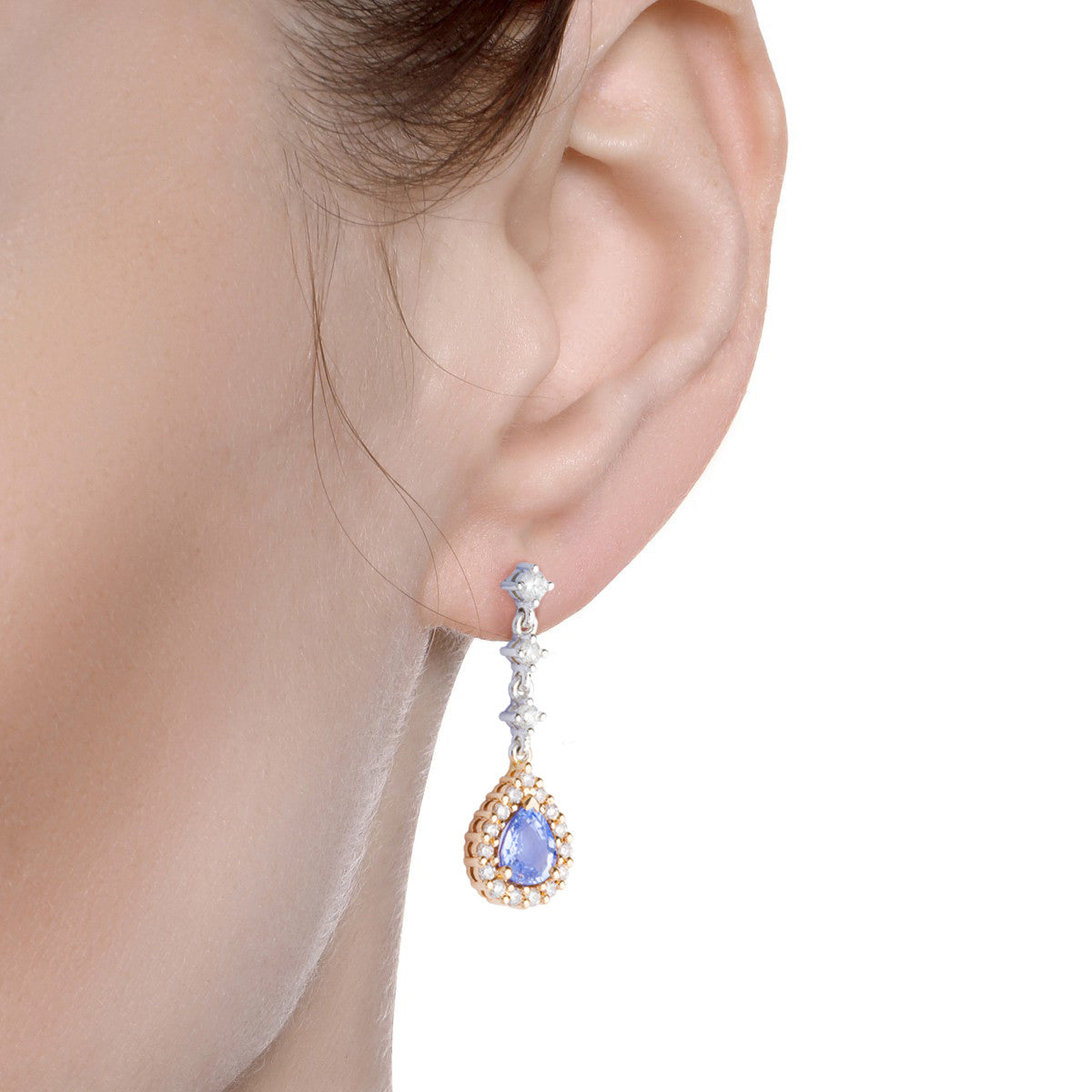 Sapphire and diamond earrings 1.60 ctw