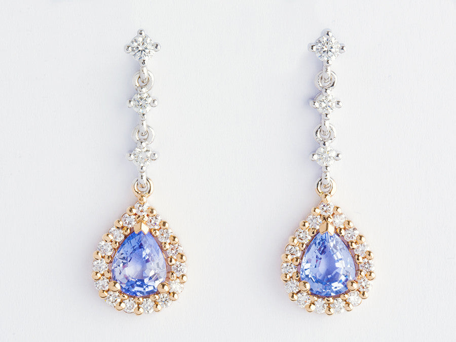 Sapphire and diamond earrings 1.60 ctw
