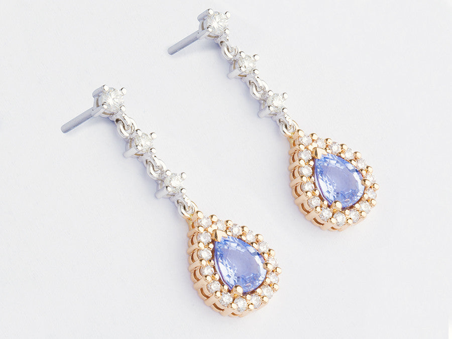 Sapphire and diamond earrings 1.60 ctw