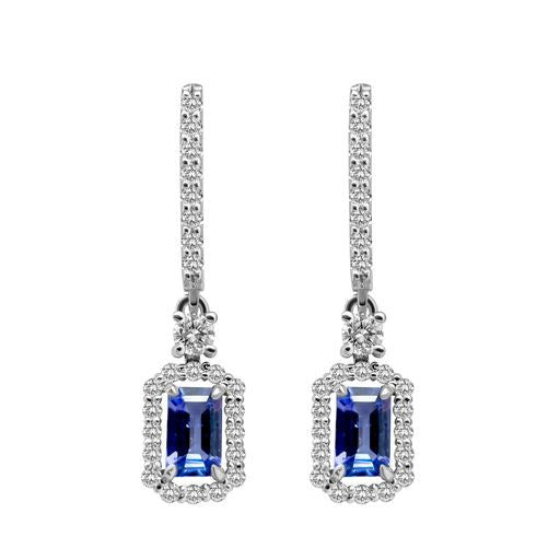 Kolczyki z tanzanitami i diamentami w białym złocie